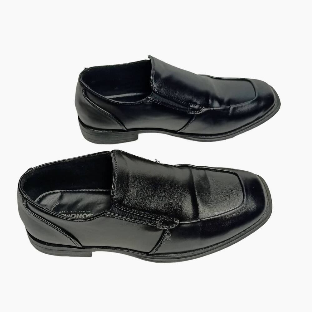SONOMA Boys Black Loafers Casual Dress Shoes Slip-On Memory Foam Sz 3 MED